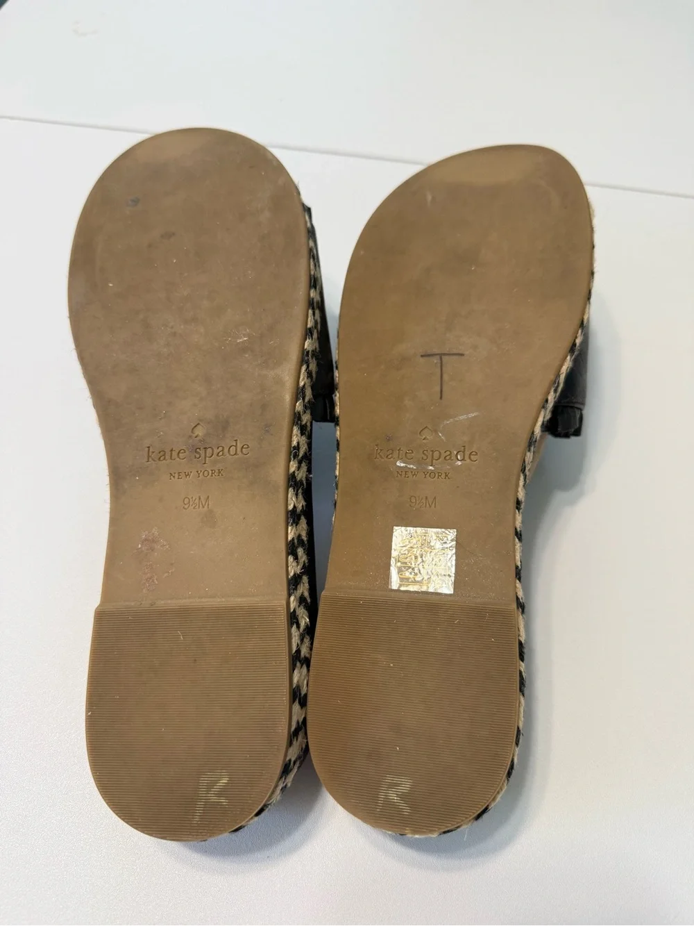 kate Spade Zahara Leather Sandals Black Slide Espadrille Platform Size 9.5 - Picture 12 of 16